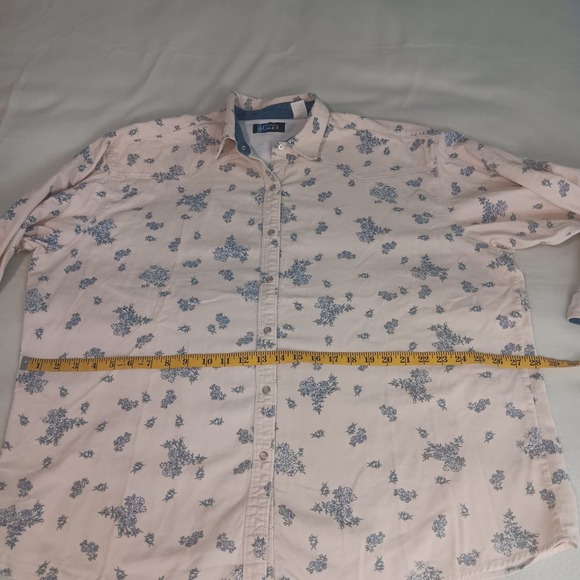 90s Wranglers Blue Cream Floral Cottagecore Corduroy Pearl Snap Button Shirt 3X - Picture 3 of 11